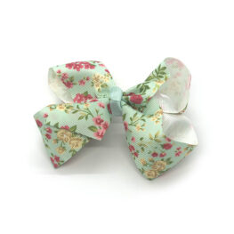 floral-prints-childrens-kids-ribbon-hair-bows-clip-green-1
