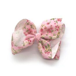 floral-prints-childrens-kids-ribbon-hair-bows-clip-light-pink-1a