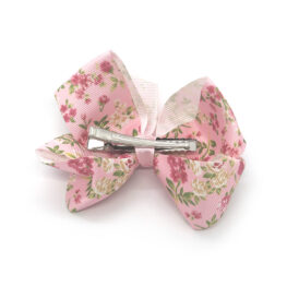 floral-prints-childrens-kids-ribbon-hair-bows-clip-light-pink-1a