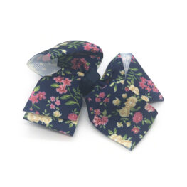floral-prints-childrens-kids-ribbon-hair-bows-clip-navy-blue-2