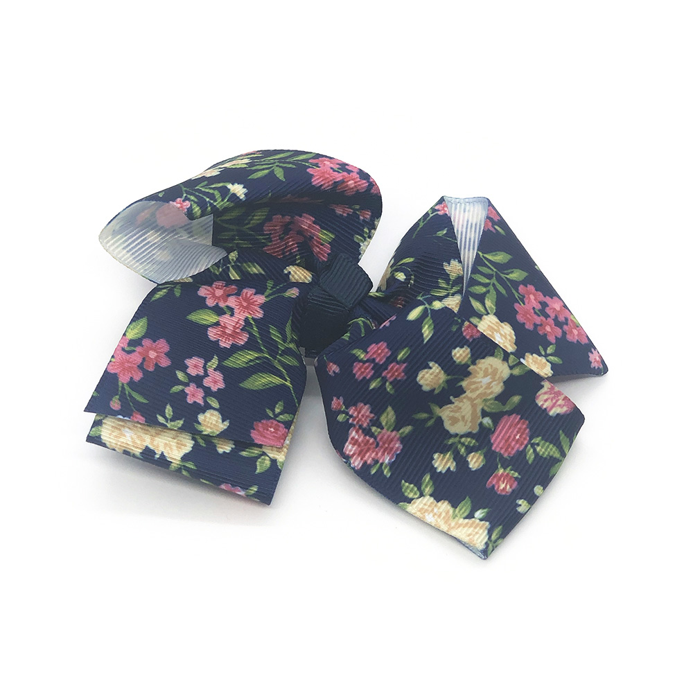 floral-prints-childrens-kids-ribbon-hair-bows-clip-navy-blue-2 floral-prints-childrens-kids-ribbon-hair-bows-clip-navy-blue-2